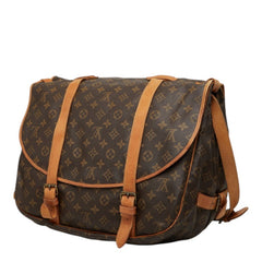 ルイ ヴィトン モノグラム ソミュール35 斜め掛け ショルダーバッグ M42254 ブラウン PVC レザー レディース LOUIS VUITTON 中古