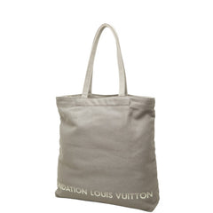 ルイ ヴィトン フォンダシオン トートバッグ ショルダーバッグ パリ限定 グレー コットンキャンバス レディース LOUIS VUITTON 中古