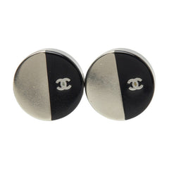 シャネル ココマーク バイカラー ツートン ピアス 00A シルバー ブラック メタル レディース CHANEL 中古