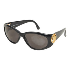 フェンディ オーバル サングラス SL7506 ブラック ゴールド プラスチック メッキ レディース FENDI 中古