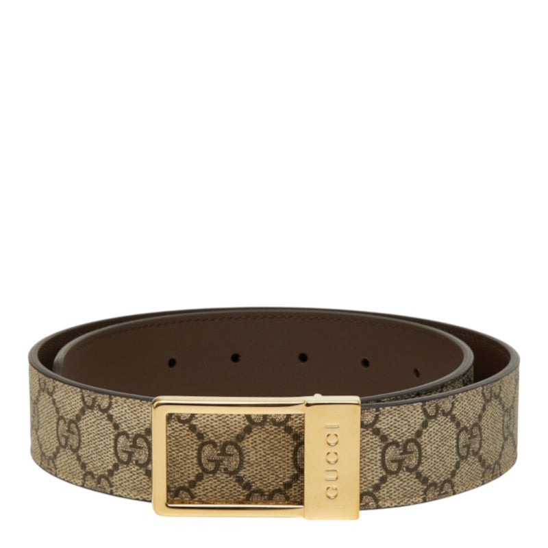 グッチ GGスプリーム レクタングル バックル ベルト サイズ75・30 722370 ベージュ キャンバス レザー レディース GUCCI 中古