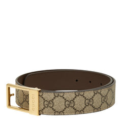 グッチ GGスプリーム レクタングル バックル ベルト サイズ75・30 722370 ベージュ キャンバス レザー レディース GUCCI 中古