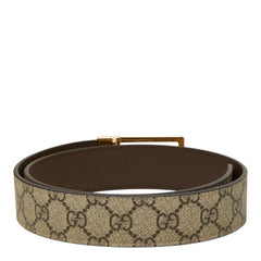 グッチ GGスプリーム レクタングル バックル ベルト サイズ75・30 722370 ベージュ キャンバス レザー レディース GUCCI 中古