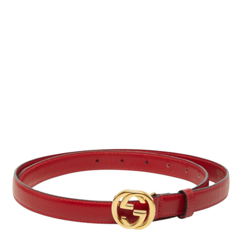グッチ インターロッキングG ベルト サイズ85/34 036194 レッド レザー レディース GUCCI 中古