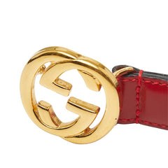 グッチ インターロッキングG ベルト サイズ85/34 036194 レッド レザー レディース GUCCI 中古
