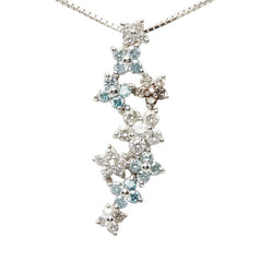 K18WG ホワイトゴールド ブルーダイヤモンド ダイヤモンド ブルーダイヤモンド/ダイヤモンド0.62ct フラワーモチーフ ペンダント ネックレス レディース 中古