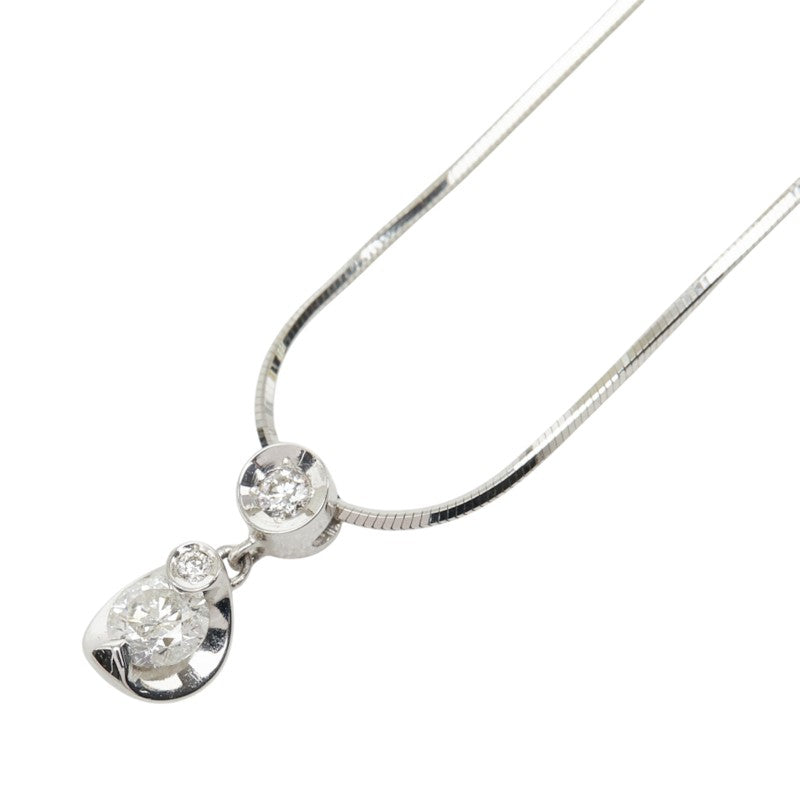 K18WG ホワイトゴールド ダイヤモンド ダイヤ0.15ct ダイヤ0.024ct ペンダント ネックレス レディース 中古