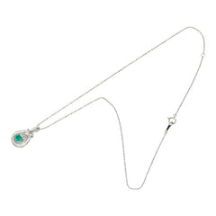 Pt900 プラチナ エメラルド ダイヤモンド Pt850 プラチナ エメラルド0.35ct ダイヤ0.25ct ハートモチーフ ネックレス レディース 中古