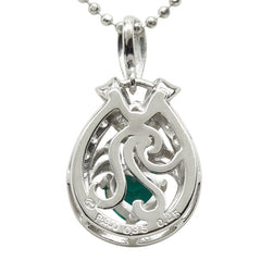 Pt900 プラチナ エメラルド ダイヤモンド Pt850 プラチナ エメラルド0.35ct ダイヤ0.25ct ハートモチーフ ネックレス レディース 中古
