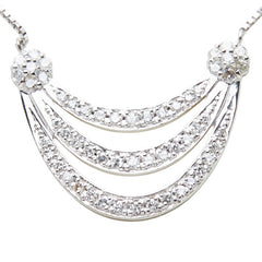 Pt900 プラチナ Pt850 プラチナ ダイヤモンド ダイヤ0.50ct 三日月モチーフ 3連 ムーン ペンダント ネックレス レディース 中古