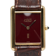 カルティエ マストタンクLM 腕時計 83919723 クオーツ レッド文字盤 SV925 シルバー メッキ レディース CARTIER 中古