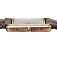 カルティエ マストタンクLM 腕時計 83919723 クオーツ レッド文字盤 SV925 シルバー メッキ レディース CARTIER 中古