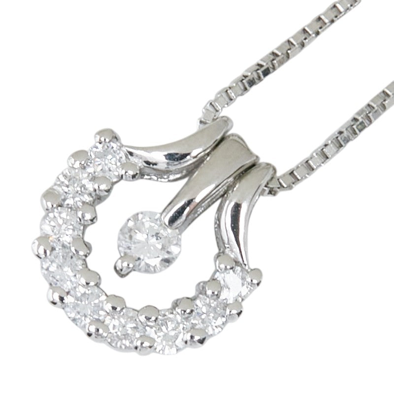 Pt900 プラチナ Pt850 プラチナ ダイヤモンド ダイヤ0.22ct ホースシューモチーフ 馬蹄 ダンシングストーン スウィング スイング ペンダント ネックレス レディース 中古