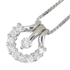 Pt900 プラチナ Pt850 プラチナ ダイヤモンド ダイヤ0.22ct ホースシューモチーフ 馬蹄 ダンシングストーン スウィング スイング ペンダント ネックレス レディース 中古