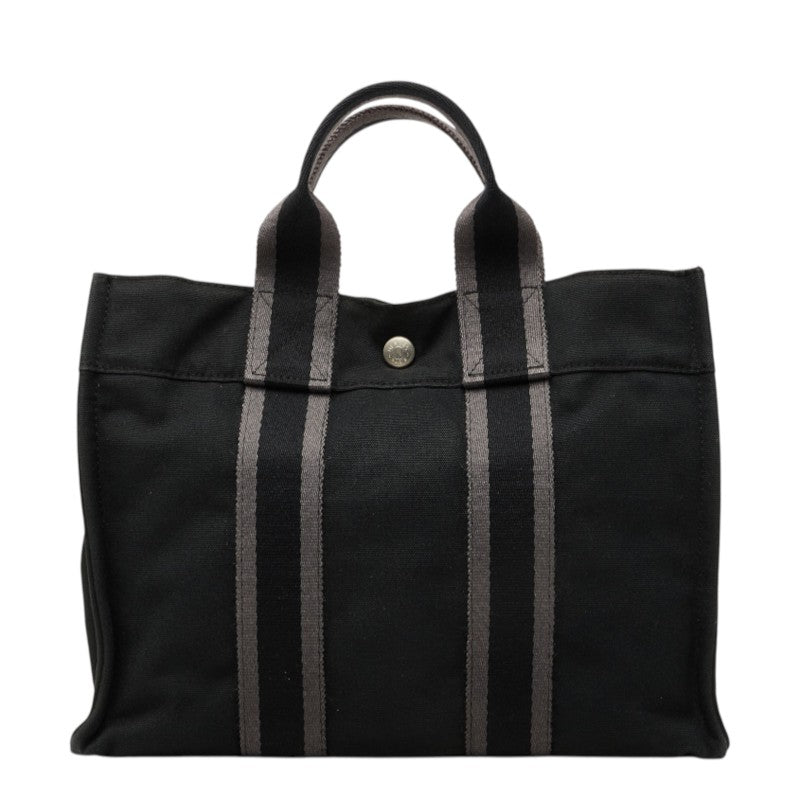 エルメス フールトゥ トートバッグ ブラック キャンバス レディース HERMES 中古