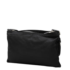 プラダ 三角ロゴプレート ショルダーバッグ ブラック ナイロン レディース PRADA 中古