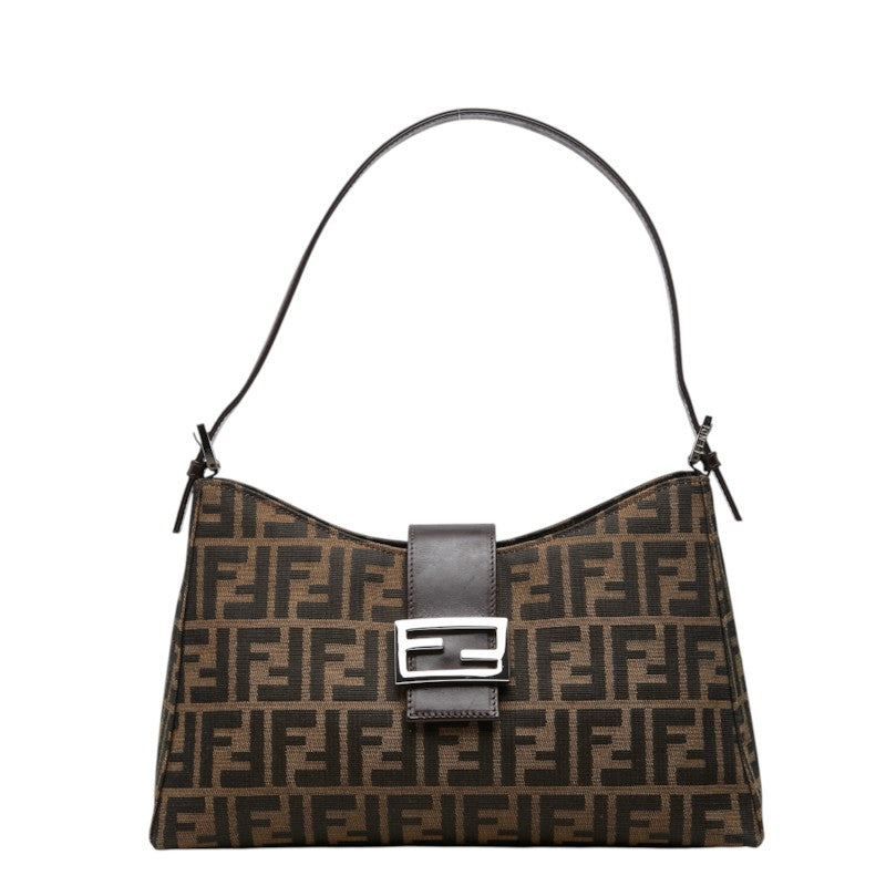 フェンディ ズッカ ワンショルダーバッグ 09161150001 ブラウン キャンバス レザー レディース FENDI 中古