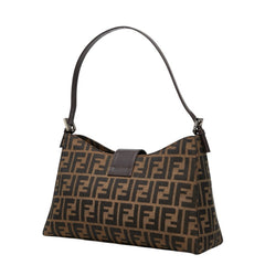 フェンディ ズッカ ワンショルダーバッグ 09161150001 ブラウン キャンバス レザー レディース FENDI 中古