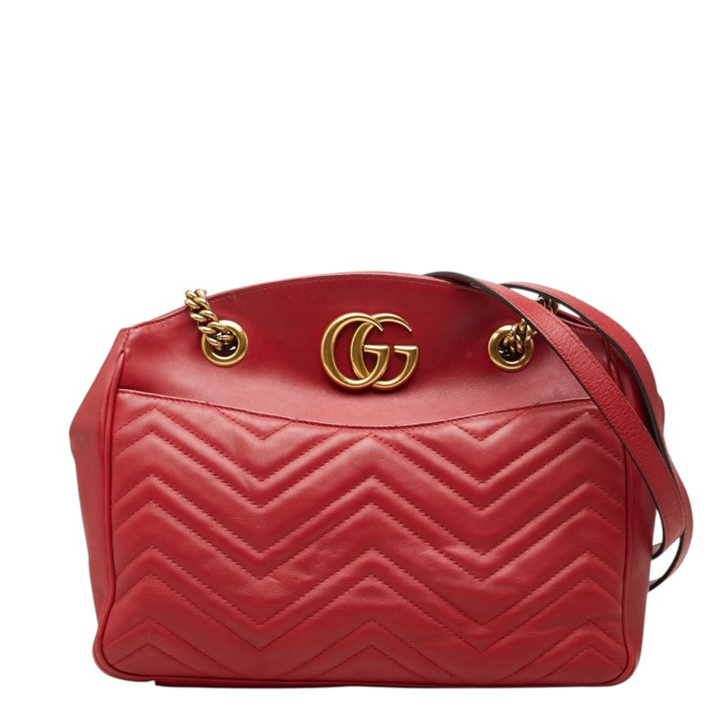 グッチ GGマーモント チェーン トートバッグ ショルダーバッグ 443501 レッド レザー レディース GUCCI 中古