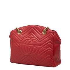 グッチ GGマーモント チェーン トートバッグ ショルダーバッグ 443501 レッド レザー レディース GUCCI 中古