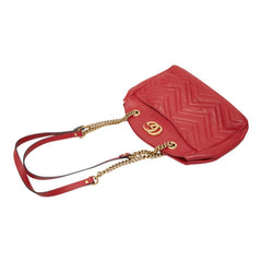 グッチ GGマーモント チェーン トートバッグ ショルダーバッグ 443501 レッド レザー レディース GUCCI 中古