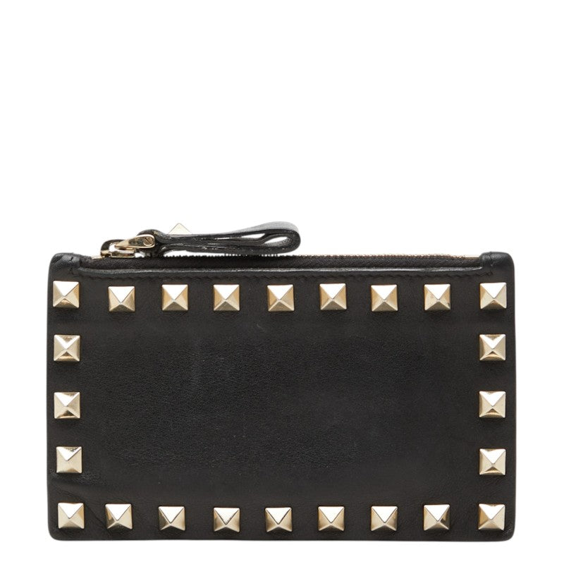ヴァレンティノ ロックスタッズ コインケース カードケース ブラック レザー メタル レディース VALENTINO 中古
