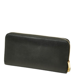 サンローラン YSLロゴ ラウンドファスナー 長財布 ブラック レザー レディース SAINT LAURENT 中古