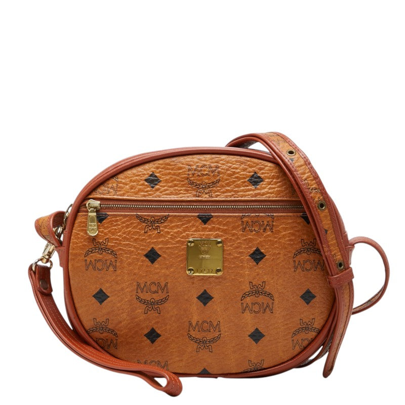 エム シー エム ヴィセトス 斜め掛け ショルダーバッグ ブラウン PVC レザー レディース MCM 中古
