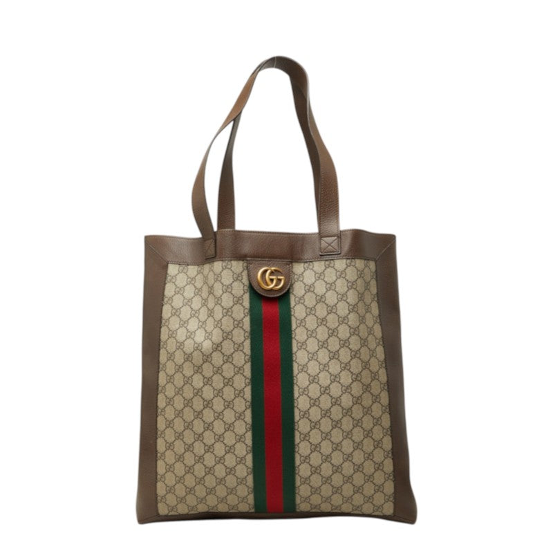 グッチ GGスプリーム オフィディア トートバッグ 519335 ベージュ ブラウン PVC レザー レディース GUCCI 中古