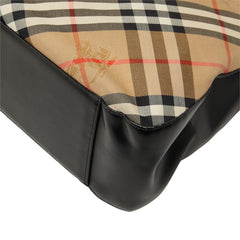 バーバリー ノバチェック シャドーホース トートバッグ ベージュ ブラック キャンバス レザー レディース BURBERRY 中古