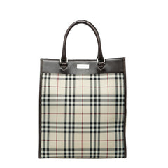 バーバリー ノバチェック トートバッグ ハンドバッグ ベージュ マルチカラー PVC レザー レディース BURBERRY 中古