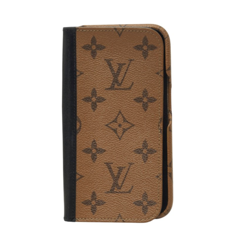 ルイ ヴィトン モノグラムリバース IPHONE 15 PRO フォリオ 携帯ケース M82892 ブラウン PVC レザー レディース LOUIS VUITTON 中古