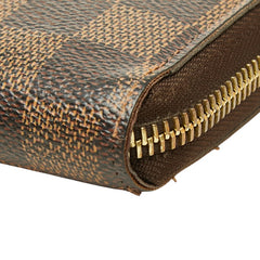 ルイ ヴィトン ダミエ ジッピーウォレット ラウンドファスナー 長財布 N60015 ブラウン PVC レザー レディース LOUIS VUITTON 中古