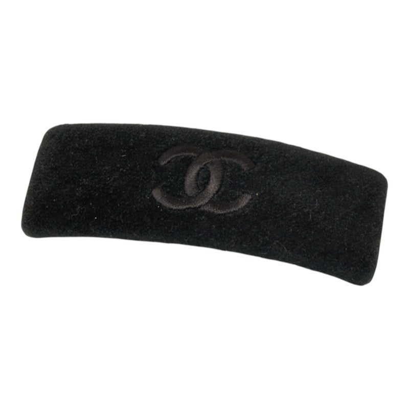 シャネル ココマーク バレッタ ヘアクリップ ブラック スウェード レディース CHANEL 中古
