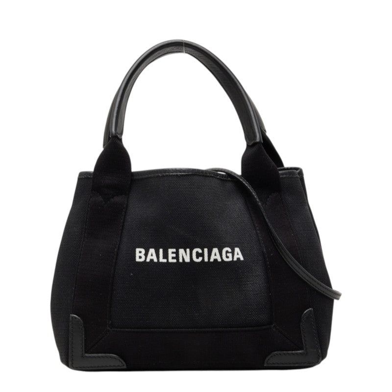 バレンシアガ ネイビーカバスXS ハンドバッグ ショルダーバッグ 2WAY 390346 ブラック キャンバス レザー レディース BALENCIAGA 中古