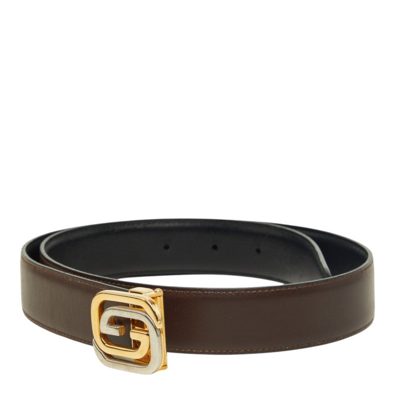 グッチ インターロッキングG リバーシブル ベルト サイズ80/32 ブラウン レザー メンズ GUCCI 中古