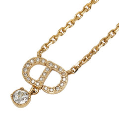 ディオール プチCD ペンダント ネックレス ゴールド メッキ ラインストーン レディース Dior 中古