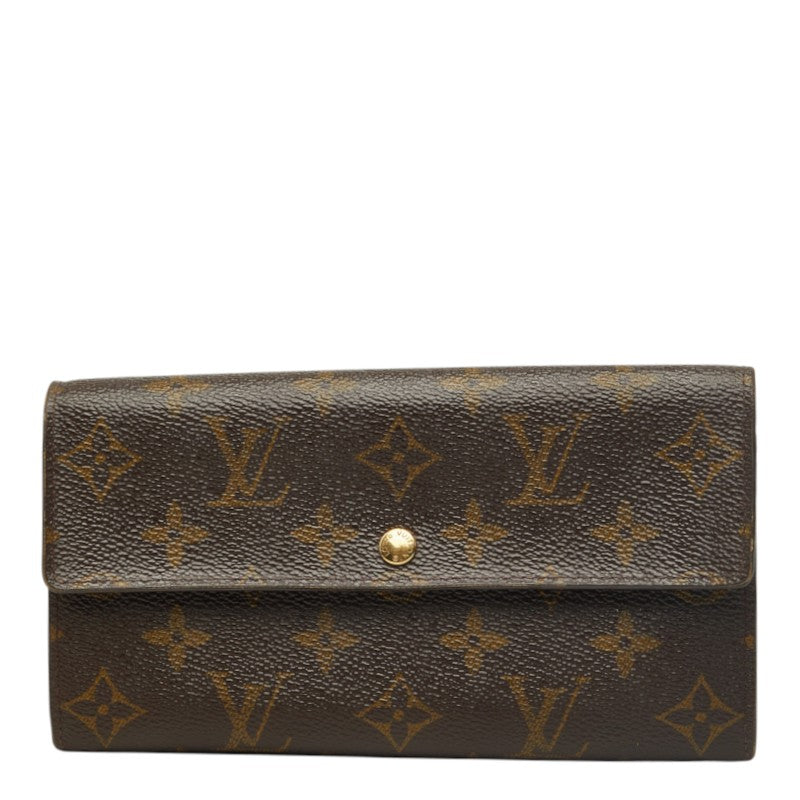 ルイ ヴィトン モノグラム ポシェット ポルト モネ クレディ 長財布 M61725 ブラウン PVC レディース LOUIS VUITTON 中古