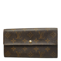 ルイ ヴィトン モノグラム ポシェット ポルト モネ クレディ 長財布 M61725 ブラウン PVC レディース LOUIS VUITTON 中古
