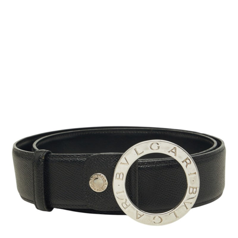 ブルガリ サークル ロゴ バックル ベルト サイズ105/42 ブラック レザー メンズ BVLGARI 中古
