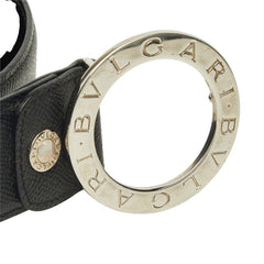 ブルガリ サークル ロゴ バックル ベルト サイズ105/42 ブラック レザー メンズ BVLGARI 中古