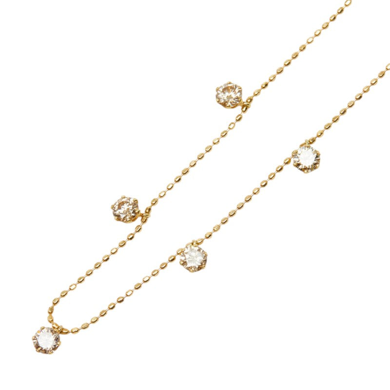 K18YG イエローゴールド ダイヤモンド ダイヤ1.03ct ステーションネックレス ネックレス レディース 中古