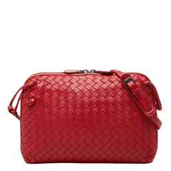 ボッテガヴェネタ イントレチャート 斜め掛け ショルダーバッグ レッド レザー レディース BOTTEGAVENETA 中古