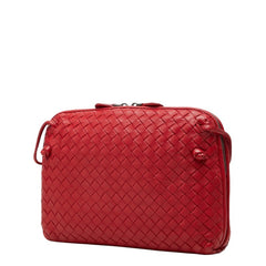 ボッテガヴェネタ イントレチャート 斜め掛け ショルダーバッグ レッド レザー レディース BOTTEGAVENETA 中古