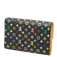 ルイ ヴィトン モノグラム マルチカラー 三つ折り財布 ノワール ブラック PVC レザー レディース LOUIS VUITTON 中古
