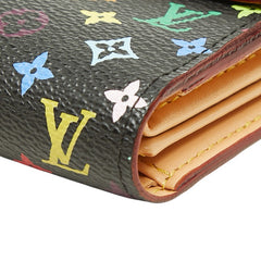 ルイ ヴィトン モノグラム マルチカラー 三つ折り財布 ノワール ブラック PVC レザー レディース LOUIS VUITTON 中古