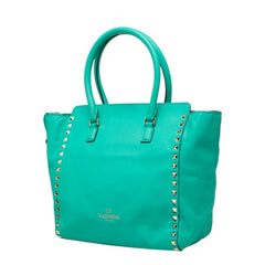 ヴァレンティノ ガラヴァーニ ロックスタッズ ハンドバッグ ショルダーバッグ 2WAY グリーン系 レザー レディース VALENTINO 中古