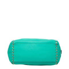 ヴァレンティノ ガラヴァーニ ロックスタッズ ハンドバッグ ショルダーバッグ 2WAY グリーン系 レザー レディース VALENTINO 中古