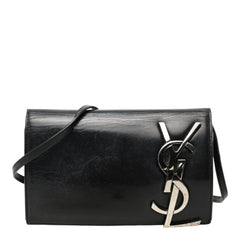 サンローラン YSLロゴ 斜め掛け ショルダーウォレット ショルダーバッグ ブラック レザー レディース SAINT LAURENT 中古
