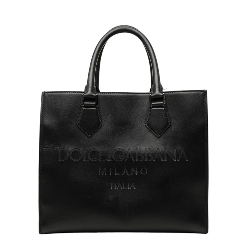 ドルチェアンドガッバーナ ロゴ ハンドバッグ ブラック レザー レディース DOLCE&GABBANA 中古